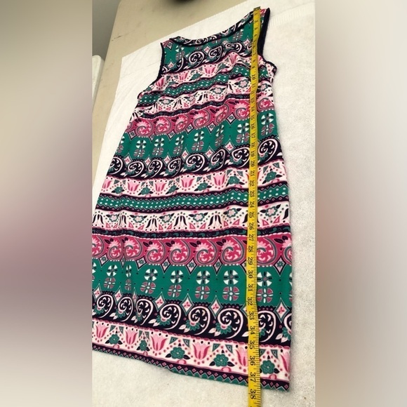 Talbots Sleeveless Shift Dress Green Pink Size 8 - Picture 11 of 16